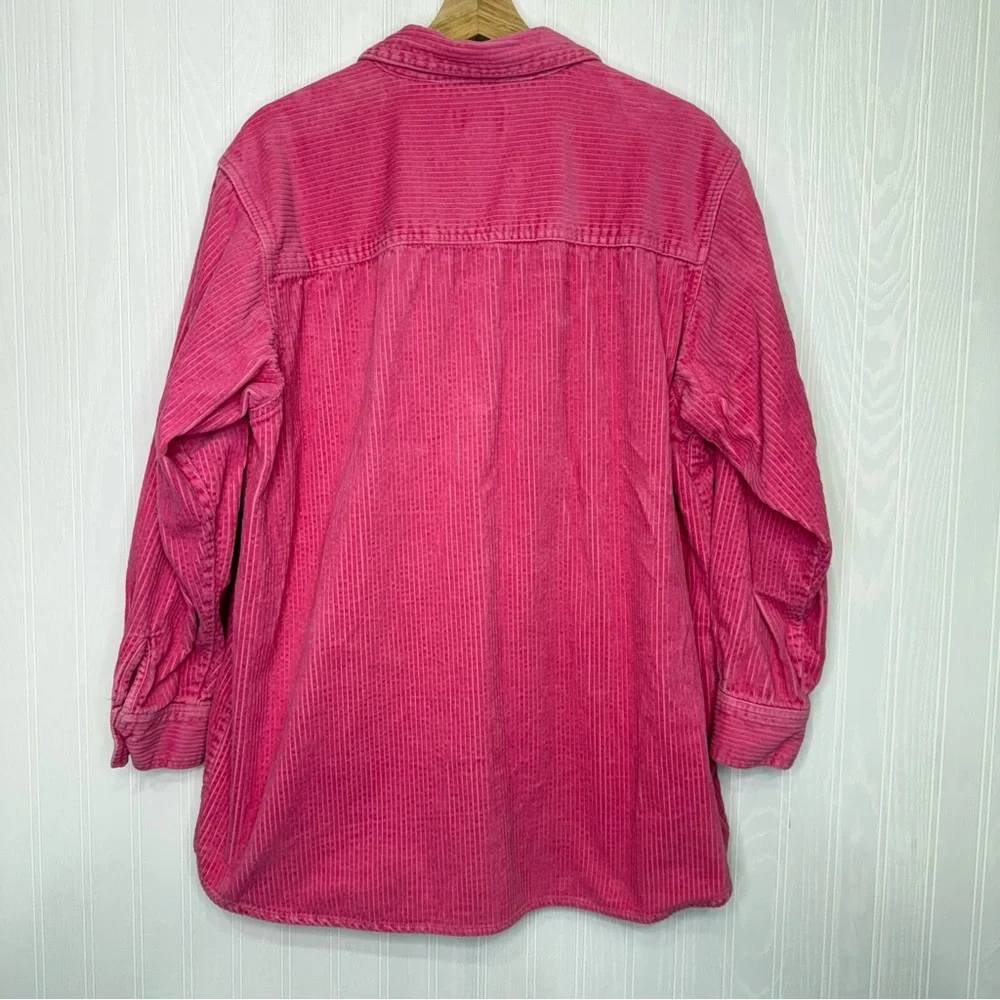 Roaman’s pink corduroy button up Shacket size Large - Picture 5 of 7